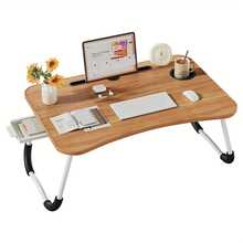 Lap Desk Bed Trays For Eating And Laptops Breakfast In Bed Tray For Sofa/Couch/Study/Reading/Writing With Cup Holder/Drawer On Low Sitting Floor Large Portable Foldable - Walnut - View 8
