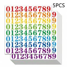 5张1-4英寸防水乙烯基自粘可移除数字贴纸，适用于办公室、教室、家庭、邮箱 - 彩色 - 查看 7