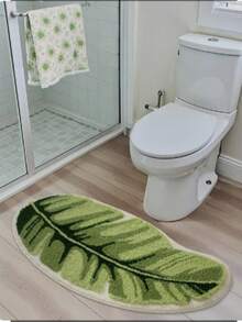 1 Peça Tapete de Banheiro de Folha de Palma Marrom Falso Lavável, Tapete Absorvente Antiderrapante para Decoração de Sala de Estar, Quarto e Entrada do Banheiro - Multicolorido - Visão 4