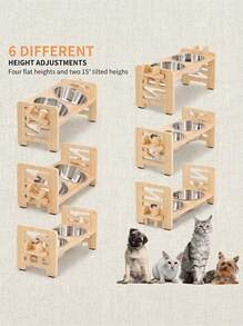 PETSIN Adjustable Elevated Cat Bowls Stand With 2 Stainless Steel Bowls, Tilted Raised Pet Feeder And Water Dispenser, Non-Slip Base, Suitable For Small Dogs And Adult Cats - Beige - View 7