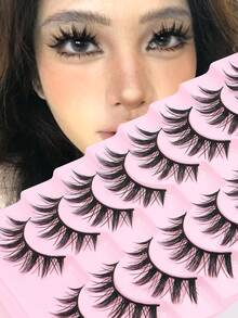 8 Pairs Soft Natural Long Lash Anime Style Reusable False Eyelashes, Suitable For Daily Makeup, Party, Cosplay - Spiky Manga Lashes - View 1