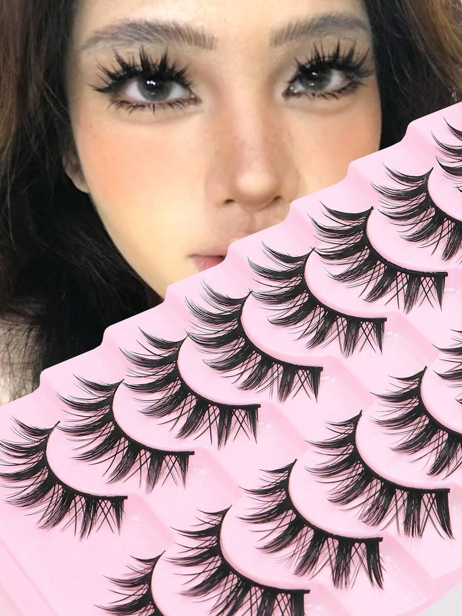 8 Pairs Soft Natural Long Lash Anime Style Reusable False Eyelashes, Suitable For Daily Makeup, Party, Cosplay - Spiky Manga Lashes - View 1