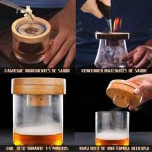Ahumador de Cocteles, Kit Ahumador Cocteles con 8 Sabores, Antorcha de Cocina,3 Piedras de Whisky de Acero Inoxidable,Cepillo, Cuchara para Infusor de Cócteles Bourbon Whisky Frutos Secos Queso - Negro - Ver 6