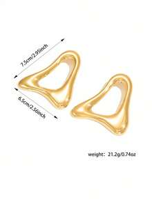 1 Pair Unique Asymmetrical Triangle Dangle Earrings, Suitable For Women's Daily Wear - Gold - View 5