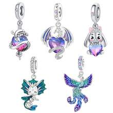1件镀银可爱动物彩色龙凤吊坠，适合手工制作手链、项链等DIY饰品，是送给女性的绝佳礼物。 - 彩色 - 查看 12