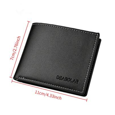 Men's Soft Leather Double-Fold Wallet, Korean Version Open-Style Money Clip, Student Portable All-In-One Wallet And Card Holder.