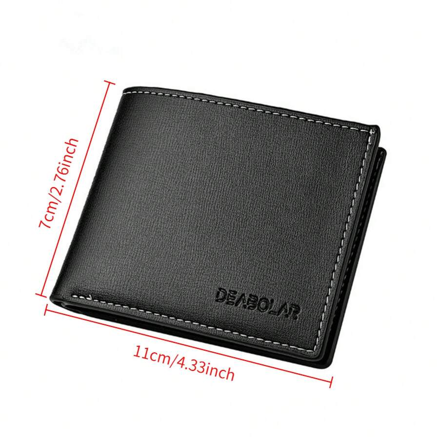 Men's Soft Leather Double-Fold Wallet, Korean Version Open-Style Money Clip, Student Portable All-In-One Wallet And Card Holder. - Black - View 1
