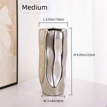 Silver Wavy Ceramic Vase, Modern Minimalist Living Room TV Cabinet Decor, Dry Flower Vase Home Decoration - Silver - View 11