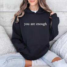 Dear Person Behind Me Hoodie You Are Enough Hoodie Sweatshirt Mental Health Shirt Inspirational Pullover Top - 黑色 - 查看 5