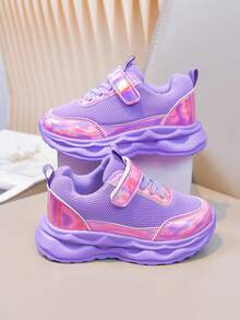 Giày thể thao lưới thoáng khí cho trẻ em, đế dày, thích hợp cho bé trai và bé gái, mùa xuân/thu. - Màu tím - Xem 3