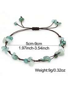 Handmade Beaded Stone Bracelet, Yellow Quartz, Rutilated Quartz, Amazonite, Crushed Stone Jewelry For Women - Bracelet - View 2