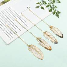 1件完美精致高纯度不锈钢羽毛便携式吊坠书签，珍贵文具用品礼品，具有金属质感 - 送给同学、朋友、老师。 - 羽毛 - 查看 5