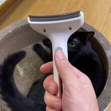 1 pieza Herramienta para desenredar mascotas - Cepillo de pelo con base curva ancha, elimina fácilmente el pelo suelto de mascotas, apto para gatos y perros - Gris - Ver 8