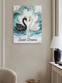 新款珍珠画黑白天鹅无框DIY手工粘贴钻石创意钻石画套装，适合卧室装饰、客厅挂画、房间装饰、艺术品、生日礼物、圣诞节、新年、情人节、充满创意的节日礼物。 - 彩色 - 查看 4