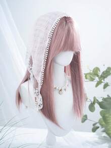 alicegarden 1 Synthetic Heat-Resistant Straight Wig, Pink Wig With Bangs, 22 Feet Long, Fully Woven Daily Natural And Realistic Wig - Watermelon Pink - View 4