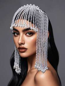 1 pezzo Accessorio elegante per capelli da donna, pettine per capelli con perle finte, accessorio per acconciature, decorazione per capelli da donna, outfit da festival, accessorio per capelli da sposa, decorazione per matrimoni, accessorio per capelli personalizzato unico - argento - Visualizzare 2