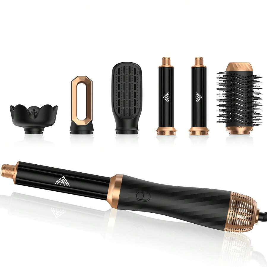 6-In-1 Hot Air Styler – Professional Multifunctional Hair Dryer With Curling Attachments, Straightening Brush & Diffuser - EU C Type Plug(220-240V) - View 1