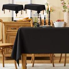 2 Pack White Table Cloths Rectangular Solid Rectangle Polyester Tablecloths Machine Washable Wrinkle Free Table Cover For Dinning Room Buffet Wedding Restaurant 60 X 120 Inch. - 60 X 120inch -2PCS+Black - View 1