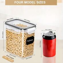 Essenziale per l'uso domestico! Set di 10 barattoli da 1,6L con coperchio ermetica in plasticale resistente all'aria. Ideali anche come contenitori alimentari e mangime animali: pasta, cereali, riso , farina... MOLTEPLICI UTILIZZO - Schwarz, 10 Stück - Übersicht 4