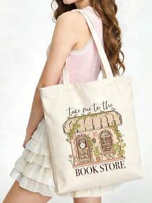 5/2/1pcs Floral & Book Reading Themed Canvas Zipper Storage Bags Gift Packaging Set, Creative "You're Awesome" Motivational Small Gift Bags, Suitable For Back To School, Graduation, Travel, Birthday, Anniversary, Teacher's Day, Appreciation Gifts - Beige - View 60