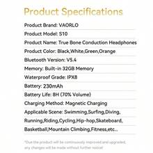 VAORLO Bone Conduction Headphones, Bluetooth 5.4 Stereo Bass Wireless Earphones, IPX8 Waterproof For Swimming & Diving, Built-In 32GB MP3 Player, HiFi Stereo Ear-Hook Headphones With Microphone, LED Digital Display, Suitable For Sports, Swimming, Cycling, Compatible With All Smartphones - Orange Blue - View 5
