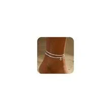 Tobillera con inicial para mujer tobillera impermeable en capas para mujer tobilleras bañadas en plata tobillera fina con letras  joyería de verano para mujer-008 - LETRA M - Ver 8