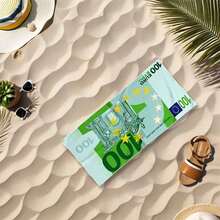 1pc European Pattern Beach Towel, Soft Beach Blanket, Super Fine Fiber Beach Mat, Suitable For Outdoor Travel, Camping, Swimming, Vacation, Beach Essential Bathroom Decor - Green - View 2