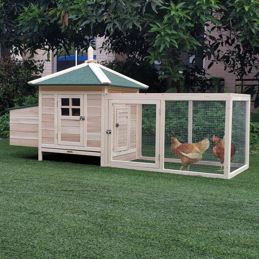 PawHut  Small Animal Pet Cage W/ Nesting Box Outdoor Run Backyard Wooden - Default - View 1