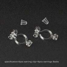 KMEOSCH 隐形夹式耳环转换器，适用于无耳洞人士，透明塑料耳环夹，带子弹头耳堵，可适配3毫米水钻，DIY珠宝制作配件 - 無色 - 查看 7