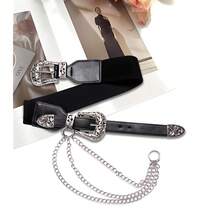 Barry.Wang Rhinestone Belts For Women Silver Gold Bling Belt Diamond Crystal Studded For Jeans Dress Bridal Christmas - B-銀色雙扣 - 查看 9