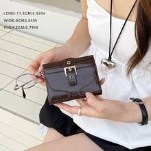 韩版ins风铆钉裂纹皮革钱包，高端多卡位卡包，简约短款女士零钱包，个性化定制 - 彩色 - 查看 11