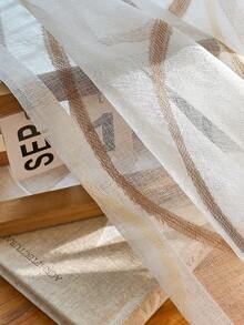 1pc Wavy Striped Sheer Curtain, Casual Lightweight With Eyelet Top Design, Suitable For Living Room And Bedroom, Elegant Translucent Wavy Ripple White Voile Drape - White - View 10