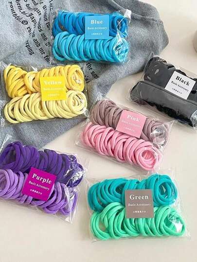 KIT Até 300 Unidades Xuxinhas de Cabelo Sem Costura Alta Elasticidade Cores Doces Para Crianças e Adultos