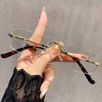 1 pieza/2 piezas Gafas rectangulares de moda para mujeres, gafas decorativas sin receta adecuadas para la oficina