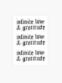 1张草本可水洗无限爱与感恩手写花卉纹身贴纸，防水、防汗、不反光，可持续1-2周 - 黑色 - 查看 5