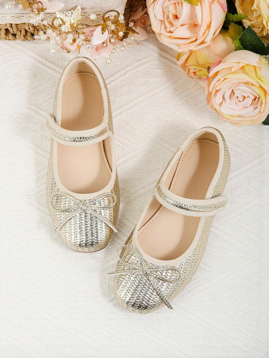 Giày búp bê Mary Jane tối giản thanh lịch có nơ dành cho bé gái, thích hợp cho các bữa tiệc, trang phục thường ngày ngoài trời vào mùa xuân/hè, phù hợp cho lứa tuổi tiền thiếu niên và thiếu niên. - Vàng - Xem 1