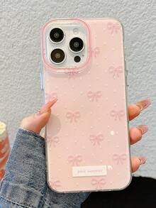 可爱简约粉色蝴蝶结波点手机壳，兼容 17 Pro Max、17 Pro、17 Air、17、16、15、14、13、12、11 Pro Max Plus，柔软保护后盖，送给女孩的礼物 - 蝴蝶結 - 查看 1