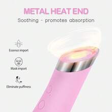 Unisex Pink Rechargeable Silicone Facial Cleansing Brush With Heat Massage End Vibrating Exfoliator Waterproof Face Scrubber For Deep Cleaning Women Men Daily Skincare Tools - 粉色 - 查看 3