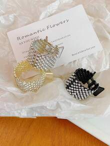 3个水钻高马尾发圈夹，女士发饰，2026新款闪亮波西米亚金属爪，适合春、夏、秋、冬四季佩戴 - 彩色 - 查看 4