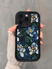 Brighten Up Your Phone With A Glass Art Floral Flower Pattern Simple Thickened Anti-Fall Phone Case Compatible With IPhone 13/11/17/17pro/16/14/15/15pro/15 Plus/15 Promax/7plus/8plus&Compatible With Samsung Galaxy/A54/A14/A12/A13/A15/A32/A33/A24/A52S/S20/S21/S22/S23/S24/S23Plus - Multicolor - View 1