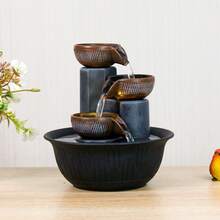 Three Story Indoor Tabletop Waterfall Fountain, Soothing Flowing Water, Suitable For Living Room, Office, Bedroom, Entrance, Club Bar, Corporate Front Desk, Hotel, Cabinet Handicrafts, Creative Holiday Gifts - Black - View 2