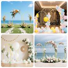 3Pack Metal Arch Backdrop Stand(7.2FT/6.6FT/6FT), Decorative Balloon Arch Stand, Easy Assembly Gold Wedding Arch, Stable Backdrop Arch Stand For Wedding Ceremony, Birthday Party, BabyShower - 金色 - 查看 11