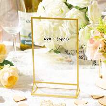 3pcs Acrylic Sign Holder, Double-Sided Gold Display Stand Frame T-Shape 5"X7" (12.7X17.8cm), Suitable For Table Numbers, Menus, Flyers, Weddings, Offices, Photos And Art Displays - Gold - View 14