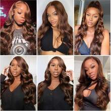 Wear And Go Glueless Wigs Human Blended Hair Pre Plucked Pre Cut 5*5 13*4 13*6 HD Lace Closure Wigs Human Frontal Hair For Women Pre Bleached Knots 200% Density Body Wave 4# Chocolate Dark Brown Wig - Brown - View 9