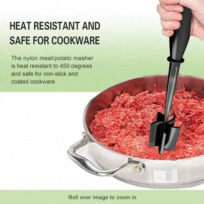 Meat Chopper, Heat Resistant Meat Masher For Ground Beef, Hamburger Meat, 5 Curve Blade Hamburger Chopping Ground Meat Smasher Ground Beef Chopper, Mix And Chop Kitchen Tool: Home & Kitchen