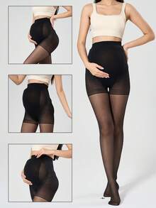 1 pieza Leggings de maternidad, Soporte ajustable para el vientre, Negro, Elástico y cómodo, Adecuado para ir al trabajo y uso casual, 10-25°C Primavera/Otoño - Multicolor - Ver 6