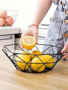 Iron Fruit Basket, Modern Kitchen Vegetable Basket, Draining Basket, Home Living Room Snack Fruit Plate, Fruit Bowl - Black - View 8