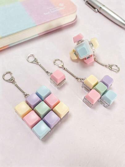 Keyboard Button Adult Toy Keychain - Colorful Metal Rings And Chains, Adult Finger Pressing Novelty Item, Fun Desk Accessory, Portable Mini Pressing Bubble Toy, For Concentration, Mixed-Color Plastic, Relaxation Tool To Enhance Concentration & Reduce Stress