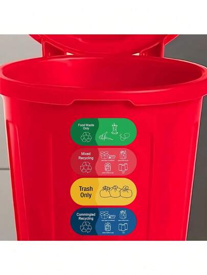 4-Color Set, Suitable For Mixed Recycling Labels, Dedicated Trash Can Labels, And Decorative Waterproof Vinyl/Permanent Stickers