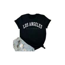 Camiseta Feminina Los Angeles  Streetwear T-shirt Camisa Blogueira Oversized - Preto - Visão 4